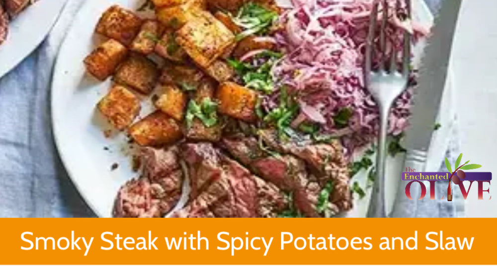 Smoked Steak With Spicy Potatoes and Slaw